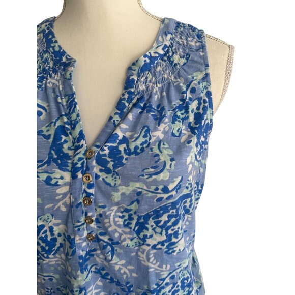 LILLY PULITZER Sea Turtle Blue Tank Top Size Small - Picture 2 of 8